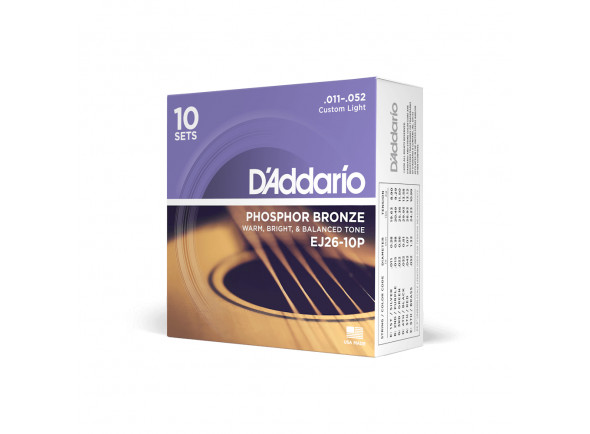 11-52 Custom Light, Phosphor Bronze Acoustic Guitar Strings 10-Pack 11-52 Custom Light, Phosphor Bronze Acoustic Guitar Strings 10-Pack